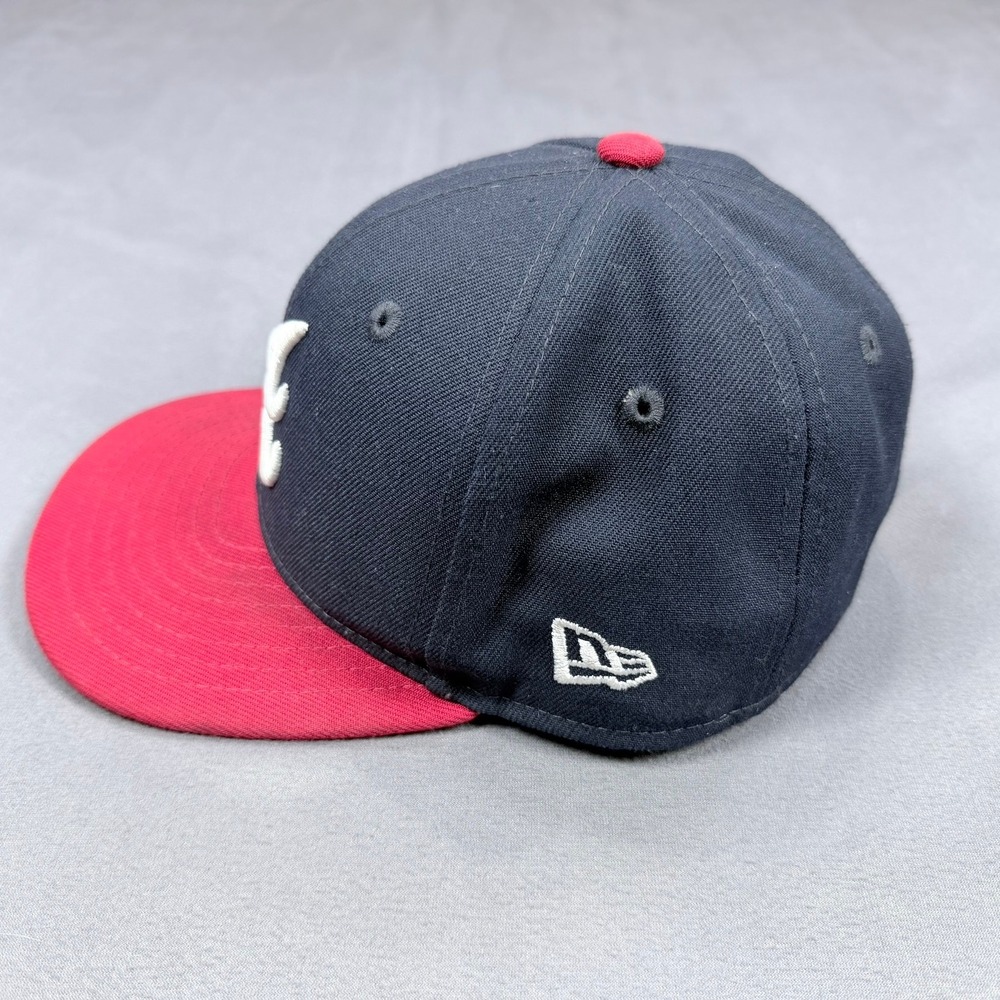New Era Youth 6 1/2 Navy Red Polyester 59FIFTY Atlanta Braves MLB On-Field Hat - Picture 2 of 8
